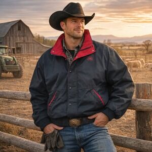 Vintage Pioneer Seedcorn King Louie Jacket XL Black‎ Red USA Workwear Bomber